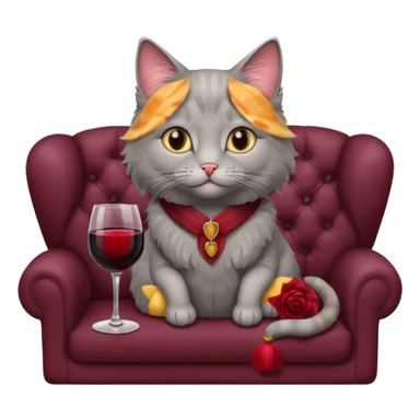 gray Cat On A Couch With Wine sticker
