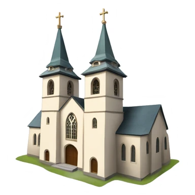 church with two towers sticker