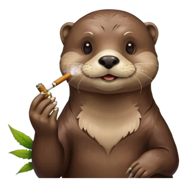 a otter smoking a joint surrounded by marijuana fumes sticker