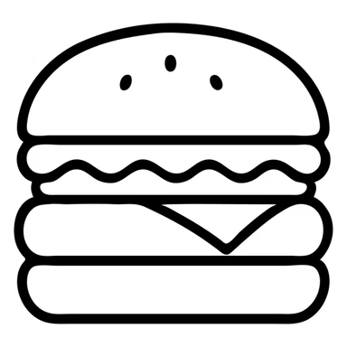 A hamburger with lettuce, tomato, and cheese sticker