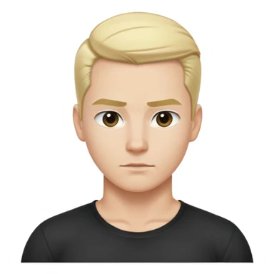 nam 25 tuổi, tóc màu vàng vuốt ngược, da trắng, mặt ngầu, áo màu đen, render nửa thân trên sticker