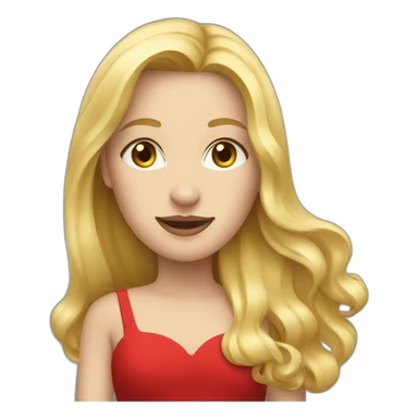 long blonde hair woman in red dress sticker