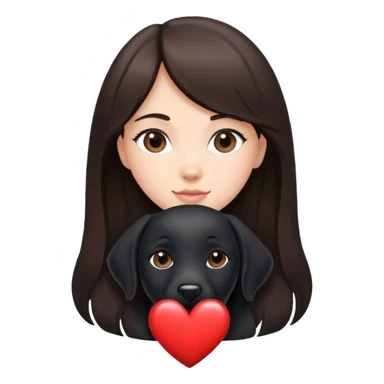 Brunette with a heart in the shape of a black labrador dog sticker