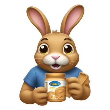 rabbit holding peanut butter jar sticker