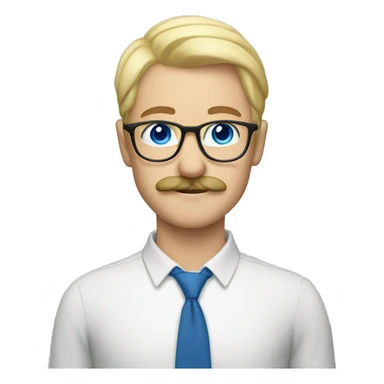 Blond, moustache, eyeglasses and blue eyes sticker