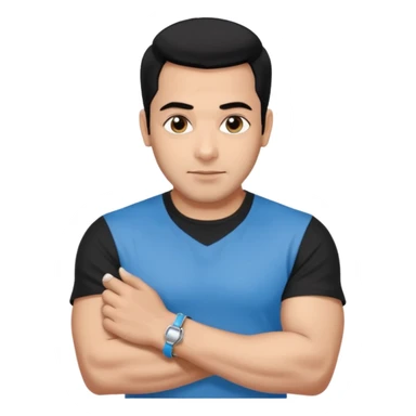 ipretty bratz emoji of salman khan wearing a black tee, silver- blue bracelet, black hair sticker