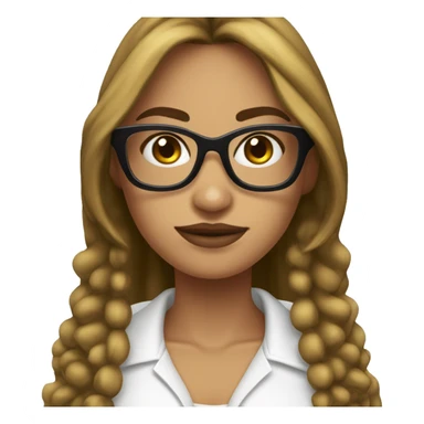 Chica blanca de cabello largo negro con gafas blancas sticker