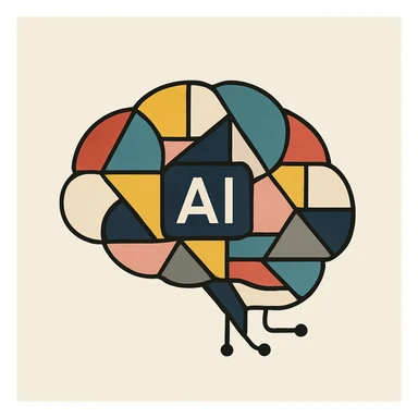 AI brain, abstract, geometric shapes, minimalistic design sticker