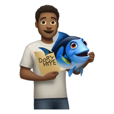 dory holding a hype sign sticker