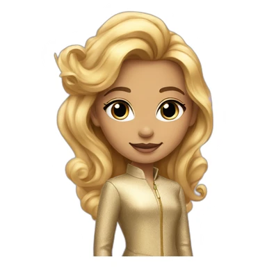 Posh-girl-with-golden-suit-and-blue-eyes-and-rainbow-unicorn-hair sticker