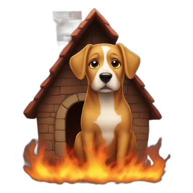 Dog in a fire mansion sticker