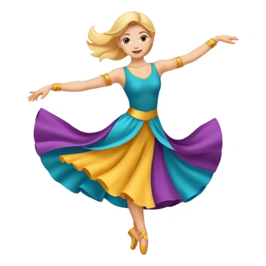 Emoji estilo ilustración de una mujer practicando danza aérea en tela, sus manos colgada en telas de seda, expresión feliz, estilo emoji moderno, colores suaves, fondo simple sticker