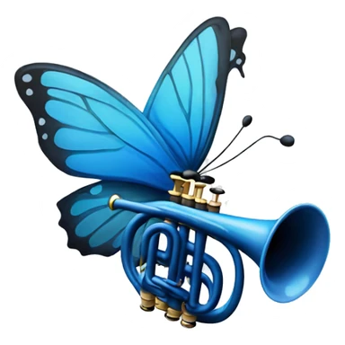 Blue butterfly playing the trumpet  sticker