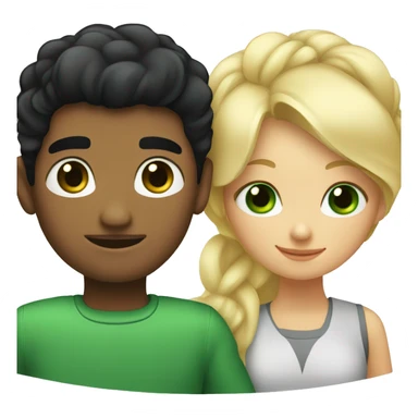 A couple of a girl with blonde hair and green eyes, and a man with black hair and black eyes, that are hugging sticker