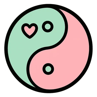 little alchemy style icon
subject: tao
border: medium-black
shape: round, circular
background: white
style: full color fill with medium black outlining sticker