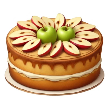 cinematic-realistic-apfelkuchen-cake-emoji,-depicted-as-a-classic-cake-with-cinnamon-and-thinly sliced apples on the top a few neatly spread out-rendered-with-soft-textures-and-warm,-inviting-lighting. sticker