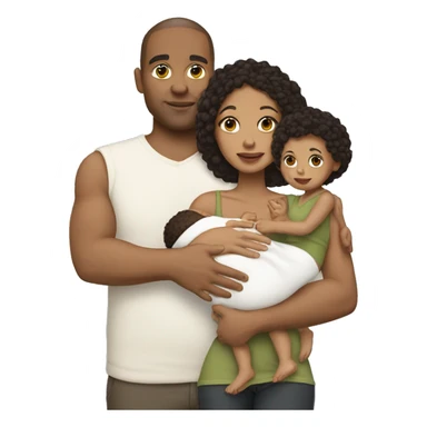 lightskin woman with her white husband holding their twin babies sticker