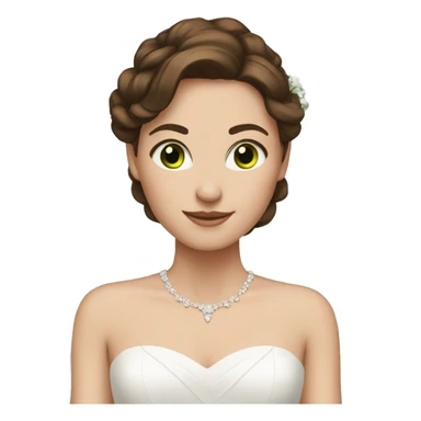 Bride with brown hair and green ey sticker