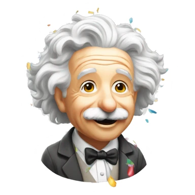 happy albert einstein shooting colorful confetti popper sticker