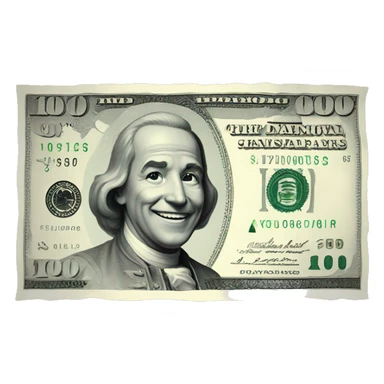 A smiling $100 bill sticker