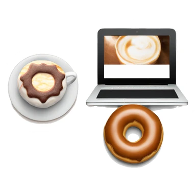 Laptop with pumpkin spice latte and a cinnamon donut  sticker