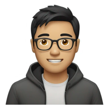 southeast asian male with glasses and black hair sticker