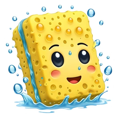 yellow squeezed sponge with water dripping out sticker