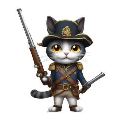 Cat with musket sticker