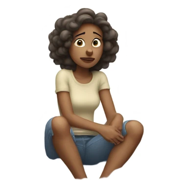 Woman is dizzy sitting on a white cloud  sticker