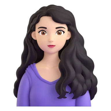strong girl with brown eyes, long slightly wavy black hair sticker