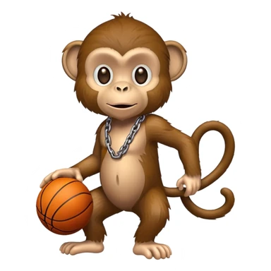 monkey with a chain holding a basketball sticker
