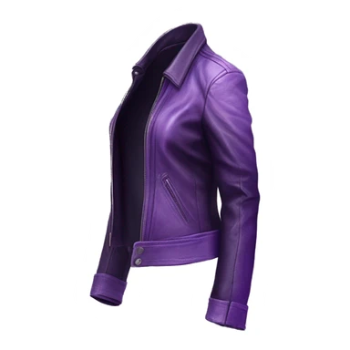Realistic isolated side view of a pastel purple to dark purple ombre open leather fashion jacket. sticker