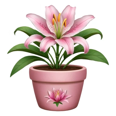 pink lily flower pot sticker