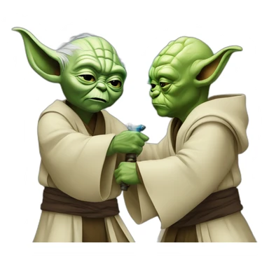 master yoda fighting against obi wan kenobi sticker