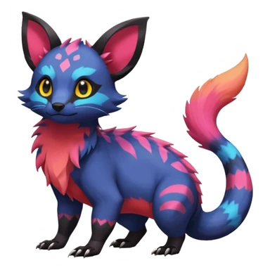 Rare exotic cute epic aesthetic colorful Salandit-Eevee-Civet-species-Fakemon-hybrid-creature, with markings, full body sticker
