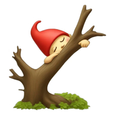 red gnome sleeping on a tree sticker