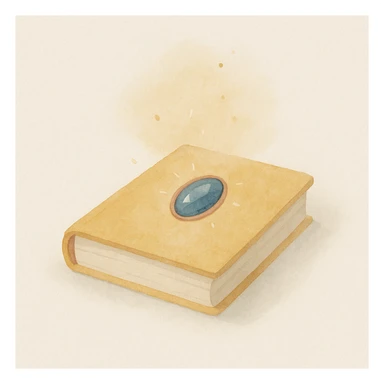 a mystic yellow book, closed with a gemstone on the cover, magical light, in a painterly style sticker