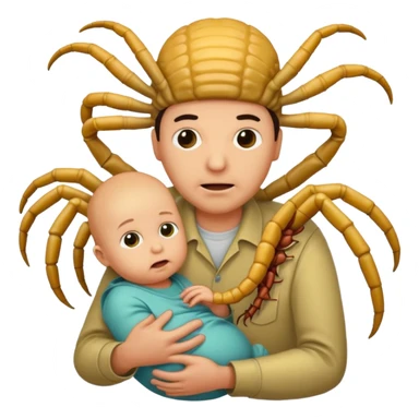 man with Baby Facehugger on his face sticker