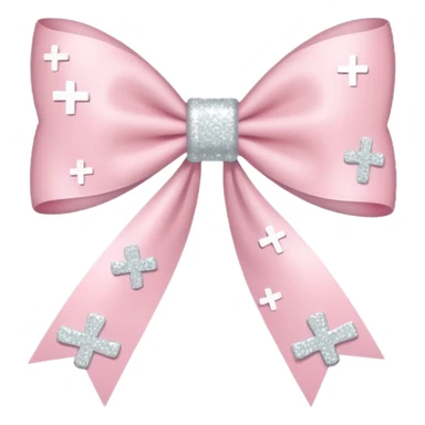 super pale pink bow confetti but the paper confetti are the pale pink bows all spread out with white tiny glitter and then with a cross on it sticker