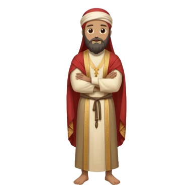 fullbody Pharisee, arms crossed, traditional robes, beard, head covering, standing sticker