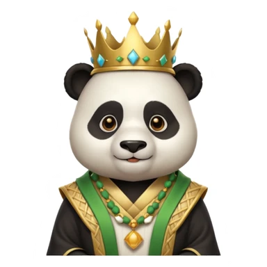 panda king portrait, head and shoulders only, bamboo-themed crown, royal robe collar, calm wise expression, cute fantasy style, 3D cartoon, mobile game icon style, clean background, no text, no watermark
 sticker