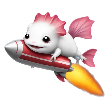 Axolotl riding on a rocket sticker
