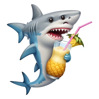 shark wearing haiwaiian shirt with pina colada sticker
