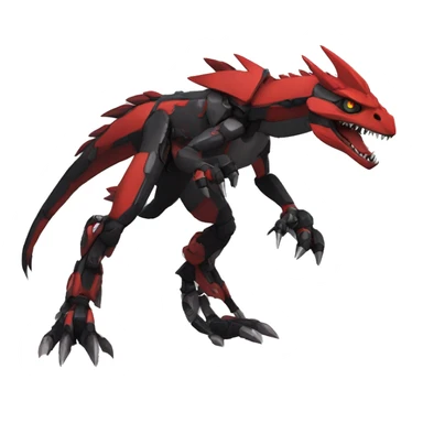  Cool Edgy Black Red Digimon-Fakemon-Guilmon-Velociraptor-Dragon-Mecha full body sticker