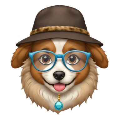 dog wearing a hat and glassess and earrings sticker