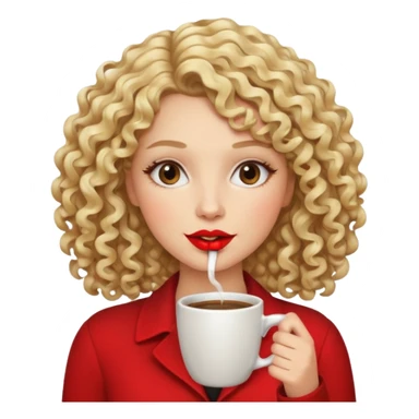 curly blonde woman drink coffe sticker