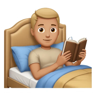 Man laying in bed reading a book sticker