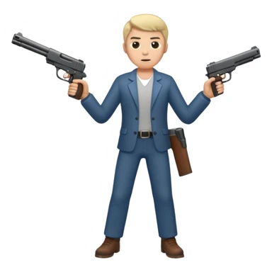 Full body male with a gun sticker
