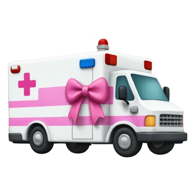 Ambulance with a pink bow on top sticker