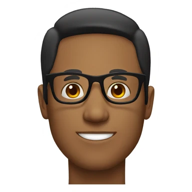 brown male face with spectacles black hair sticker